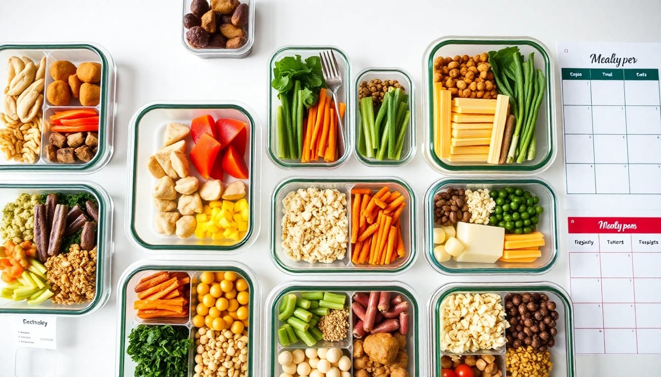 Weekly Asian meal prep boxes with portioned rice, protein, and vegetables ready for pickup